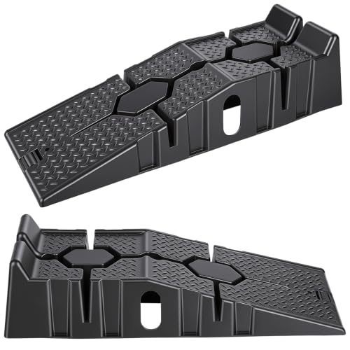 12" Lift Car Ramps, 2-Pack Heavy Duty Low Profile Cars Ramps with 8.6" Lifting Height, 13000lbs GVW Capacity, Portable Car Ramp for Low Cars High Lift and Jack Support (Black 2) - color: Black 2