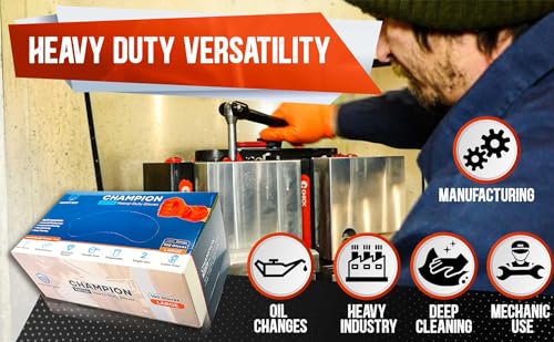 8 Mil Orange Nitrile Gloves Mechanic Grade, Oil & Chemical Resistant, Heavy-Duty Disposable for Auto Repair - size: Large