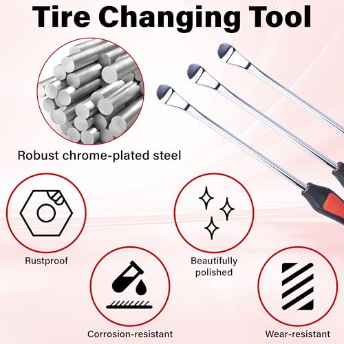 ecocstm 12.2 Inch Tire Spoons, Dirt Bike Tire Changing Tools, Tire Changing Kit, Tire Removal Tool, with Rim Protector, Valve Tool, Valve Cores and Caps, for Motorcycle/Lawn Mower/Tractor/Bicycle | Tire Removal Tool, with Rim Protector, Valve Tool, Valve