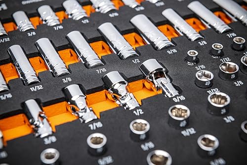 GEARWRENCH 68 Piece 1/4” Drive Master SAE Socket Set in Foam Storage Tray - GWMSSKT14SAE - size: One Size, style: 1/4" Chrome Sockets