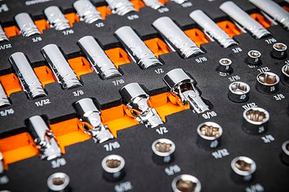 GEARWRENCH 68 Piece 1/4” Drive Master SAE Socket Set in Foam Storage Tray - GWMSSKT14SAE (Pack of 6) - size: One Size (Pack of 6), style: 1/4" Chrome Sockets
