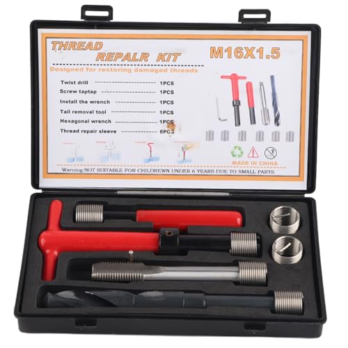 11Pcs M16x1.5 Thread Repair Kit Stainless Steel Drill Helicoil Repair Kit Threaded Reply Tool Kit