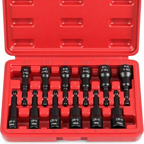 12-Piece Magnetic Nut Driver Set - Premium Impact Power Hex Nut Driver Drill Bit Master Kit, SAE & Metric, 1/4-Inch Quick-Change - style: 12-PC SAE & Metric (Universal Fit)