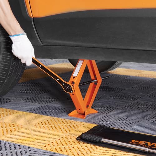 VEVOR Scissor Jack, 2.5 Ton/5512 lbs Scissor Car Jack with 3.7"-17.1" Lifting Range, Heavy Duty Tire Changing Kit, Includes Ratchet Wrench, Lug Wrench & Socket, Fits Most Cars Trucks Sedans SUV MPV