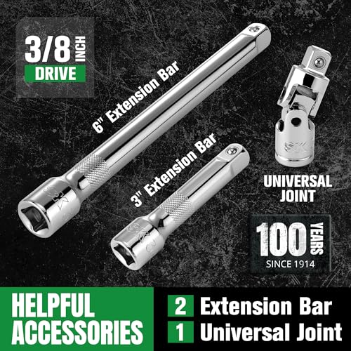 SK 3/8" Drive Socket Set with 160-P Ratchet, Metric, CR-V Steel | 31-Piece Sockets, SuperKrome Finish, Heat Treated, with EVA Foam Tool Organizer - size: Metric