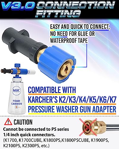 MJJC Foam Cannon Connector (Compatible with S and Pro Since V2.0) (Compatible with Karcher’s K2/K3/K4/K5/K6/K7 Connection(Blue Color Version)) - color: Compatible with Karcher’s K2/K3/K4/K5/K6/K7 Connection(Blue color version)