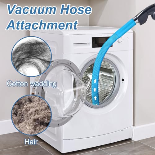 Upgraded Dryer Lint Vent Cleaner Kit: Flexible Vacuum Hose Attachment for Lint Removal |Universal Vacuums Deep Cleaning Brush for Clogged Ducts - color: Blue