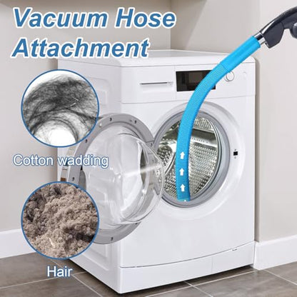 Upgraded Dryer Lint Vent Cleaner Kit: Flexible Vacuum Hose Attachment for Lint Removal |Universal Vacuums Deep Cleaning Brush for Clogged Ducts - color: Blue