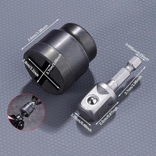 Universal Jack Socket Adapter for Hand Drill,Heavy-Duty Socket Converter for Scissor Car Jack,Professional Hex Socket Extension,Easy Tire Change Tool,with a 1/2 in Socket Adapter Bit