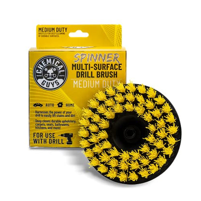 Chemical Guys, Medium Duty Spinner Drill Brush Attachment, Multi-Surface | Fits any standard drill to power-scrub floor mats, upholstery and carpet, lifting set-in stains with less effort - style: Medium Duty