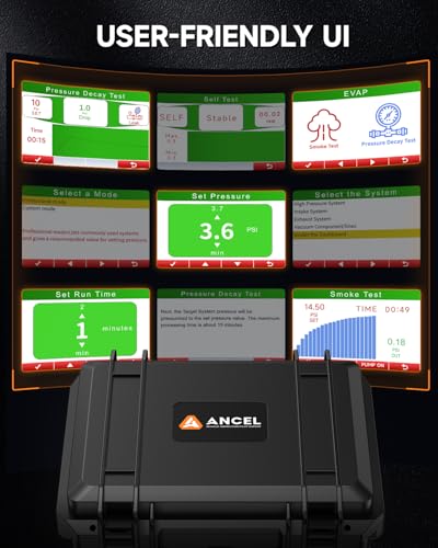 ANCEL L8000 EVAP&Turbo High Pressure Automotive Smoke Machine Leak Detector | 0.5-20 PSI output coverage, built-in pump, LCD and button controls, precise pressure control, adjustable smoke duration - size: Dual-Pressure LCD