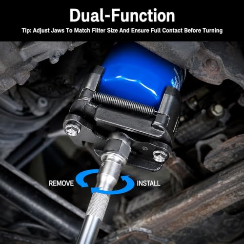 Oil Filter Wrench Removal Tool Adjustable Use for 2.36 inch to 3.15 inch, Durable Cap Spanner Tool Set with 2 Durable Non Slip Serrated Jaws (Black)