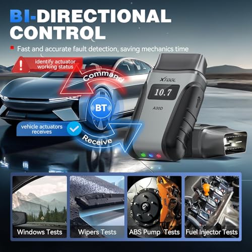 XTOOL A30D Bidirectional OBD2 Scanner Diagnostic Tool Wireless 19 Resets | Lifetime Update Scan Tool,Crank Sensor EPB Throttle Relearn,ABS SRS Transmission,FCA & CAN FD,Full System for iPhone&Android