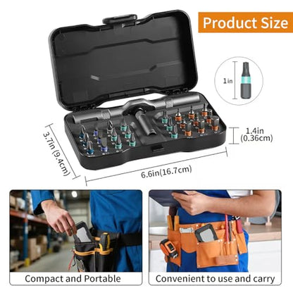 2026 New Tools 24 in 1 Magnetic Ratchet Screwdriver Set, Multi Bit DIY Magnetic Screwdriver Set with Detachable Ratchet Handle, Portable Precision Repair Tool Kit for Furniture, Electronics, Bicycle - size: 24 in 1 Screwdriver Set