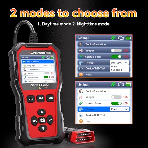 KONNWEI KW340 OBD2 Scanner Diagnostic Tool Code Reader for All OBDII Cars | Read & Clear Engine Codes, Live Data Stream, Battery Test, I/M Readiness, O2/EVAP Test, OBDII/EOBD