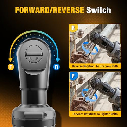 3/8" Electric Ratchet Wrench Fit DEWALT 20V Battery, 88 Ft-lbs(Tool Only) | 120N.m, 500 RPM, Electric Ratchet Wrench Set, Variable Speed, LED Light, 5 Sockets, 1/4" & 1/2" Adaptors, 3" Extension Bar - color: Gray