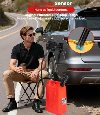 2.8GPM Battery Powered Portable Fuel Transfer Pump Auto stop Gas Pump For Gas Can with USB Charging Fuel Transfer Pump for Gasoline, Fuel, Gas, Diesel, Water - color: 2.8 GPM With Auto-Stop Nozzle