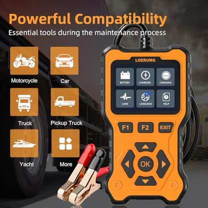 Car Battery Tester 12V 24V Load Tester,100-2000CCA Automotive Alternator Tester Battery Analyzer Digital Charg System Scan Tool Crank System Tester for Truck Marine Motorcycle SUV Boat.