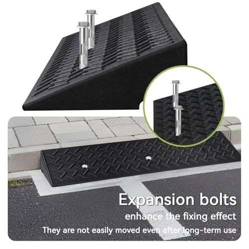 2 Pack Rubber Curb Ramps Driveway ramp, 3 7/8" H, 39.4" L, 9.8" W, Heavy Loading (4400LB)/2 Ton Capacity, Threshold, Motorcycle, Loading, Bikes, Wheelchairs Ramps - size: 3 7/8" Rise