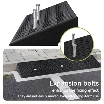 2 Pack Rubber Curb Ramps Driveway ramp, 3 7/8" H, 39.4" L, 9.8" W, Heavy Loading (4400LB)/2 Ton Capacity, Threshold, Motorcycle, Loading, Bikes, Wheelchairs Ramps - size: 3 7/8" Rise