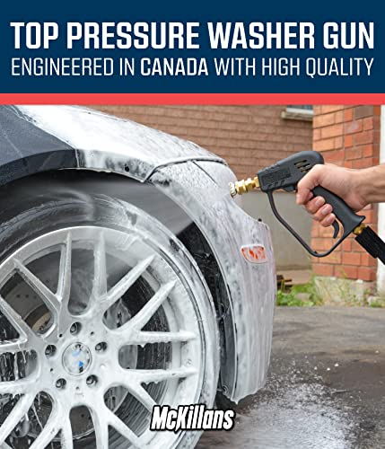 McKillans® Short Pressure Washer Gun with Replacement M22 Inlet - High Pressure Water Handle with 1/4” Quick Connector Coupler - Power Washer Gun Compatible with Foam Cannon - Car Wash Foam Gun - color: Stubby Gun [Non-Swivel]