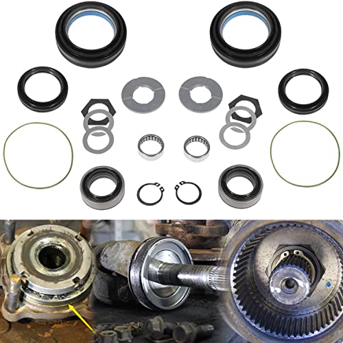 Outer Axle Knuckle Tube Dust Seal & Inner Tube Seal & Needle Bearing & Snap Ring & Thrust Washer Seals Kit for 1998-2004 Ford Super Duty Excursion F250 F350 F450 F550 With Dana 50 60 Front Axle - size: Complete for 1998-2004 Ford F250 F350 F450 F550
