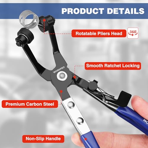 WORKPRO 3-Piece Hose Clamp Pliers Set with Pouch - 27" Long Reach Wire Spring Hose Clamp Plier & Angled Spring Clamp & Flat Band Pliers for Removal, Installation of Ring - style: 3-Piece with Pouch