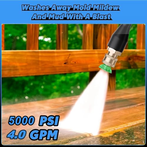 Electric Pressure Washer 5000 PSI 4.0GPM Portable Power Washer with 4 QC Nozzles, 500ML Foam Cannon for Cars/Fences/Driveways/Home/Patios Cleaning, Green - color: Green