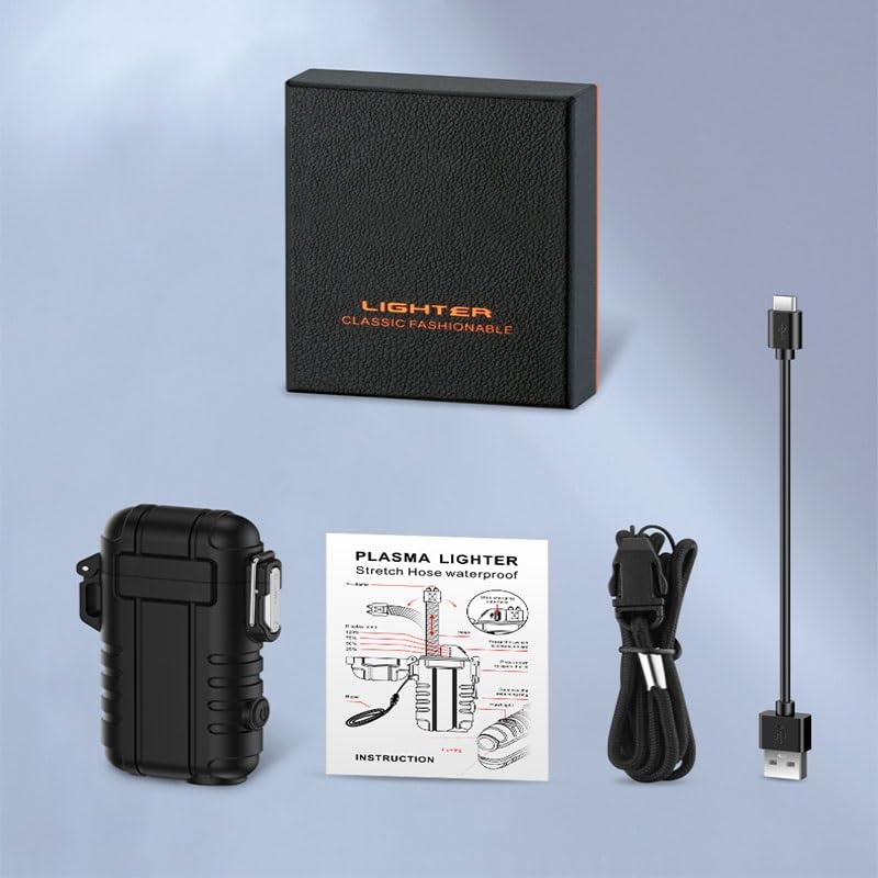 Electric Lighter, Rechargeable Arc Lighter, 360° Flexible Neck, Windproof Plasma Lighter with LED Battery Display and Flashlight, Waterproof Electronic USB Lighter for Candles, Camping, Survival Gear( - color: Orange