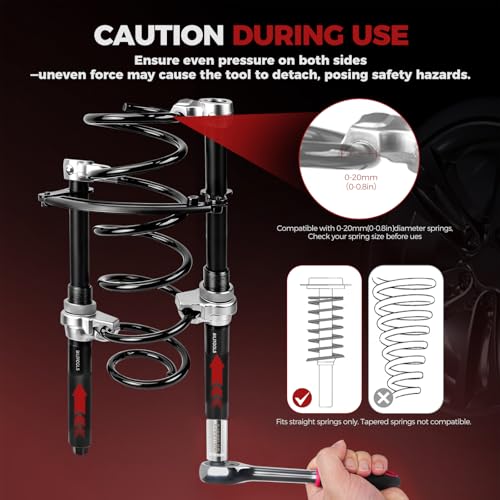 BILITOOLS 2-Piece Coil Spring Compressor Tool, Max Load.2645LB | Heavy Duty Macpherson Strut Spring Compression Set, with Safety Jaws and Holder