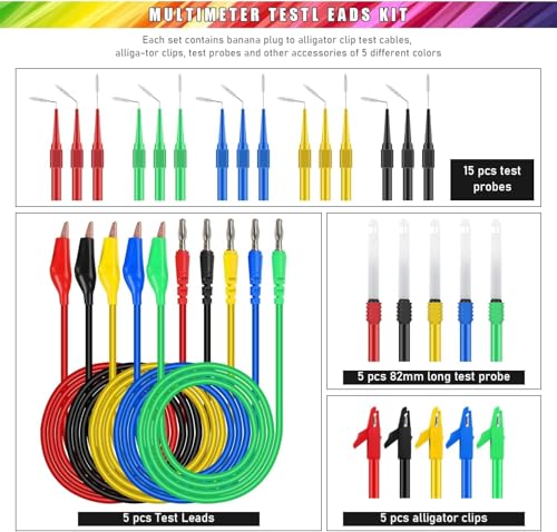 30PCS Back Probe Kit, Banana Plug to Copper Alligator Clip Automotive Test Leads Set with Alligator Clips & Wire Piercing Probes, 15PCS 30V Back Probe Pins for Car Repairing Diagnostic Circuit Testing - size: 30PCS Back Probe Kit