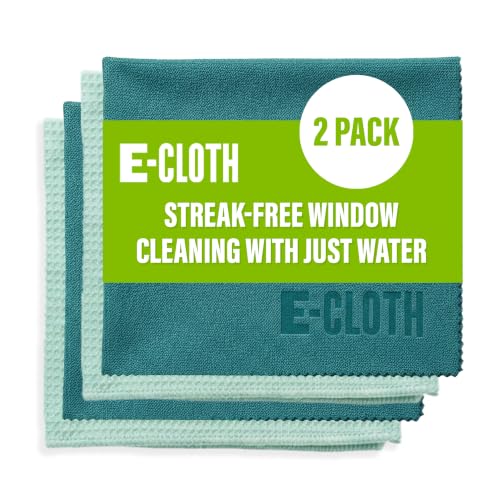 E-Cloth Microfiber Window Cleaning Cloth Kit - Glass Cleaning Cloth for Windows, Mirrors, Cars, Lenses, Eyeglasses, & More, Streak Free Clean, Machine Washable Reusable Towel - Green (2 Kits) - color: Winter Green, size: 2 Kits