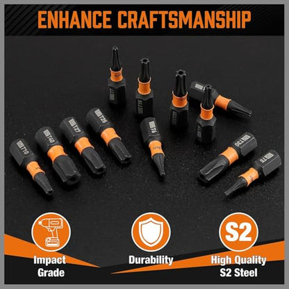 HORUSDY Tamper Proof Torx Bit Set, 13-Pieces T5-T40 Security Torx Bits with Magnetic Tips, Torque Star Bits with 2.1" Self-locking Quick Change and Storage Box, S2 Steel - style: New Version