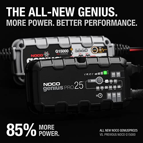 NOCO GENIUSPRO25: 25A 6V/12V/24V Professional Smart Battery Charger – Maintainer, Desulfator & Power Supply with Overcharge Protection & Thermal Compensation – for Lead-Acid & Lithium Batteries