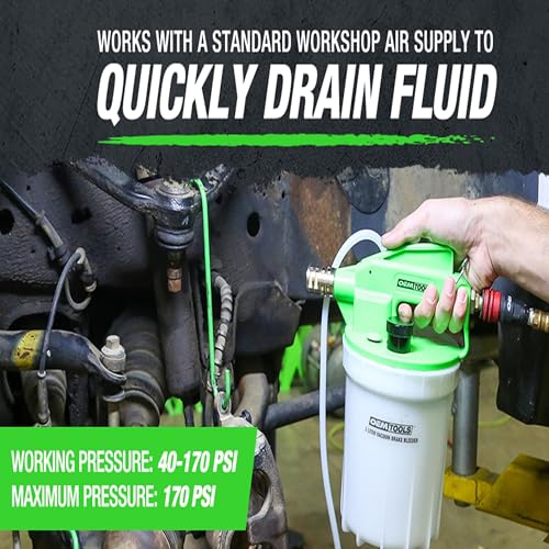 OEMTOOLS 22506 2L Vacuum Brake Bleeder Kit, Single-Person Brake Fluid Extraction, Pneumatic Bleeder Tool with Refill Bottle, Disc and Drum Brake Service, Automotive Vacuum Pump System - style: 2 liter