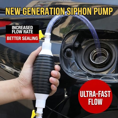 Multifunctional Liquid Siphon Pump, Portable Manual Fuel Transfer Pump with Flexible PVC Hose, Hand Fluid Extractor Kit for Gasoline, Diesel, Oil, Water, Fish Tank, Car & Boat (9.8ft) - color: 9.8ft