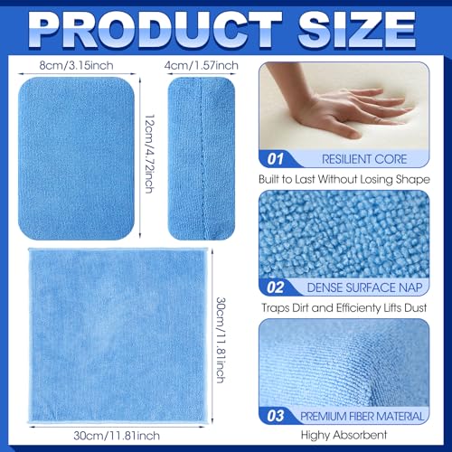 HunnmingRe 24 Pcs Microfiber Applicator Pad Kit Include Non Scratch Car Wash Sponge and Cleaning Cloth Microfiber Towels Premium Wax Foam Applicator Pads for Car Drying, Detailing, Buffing