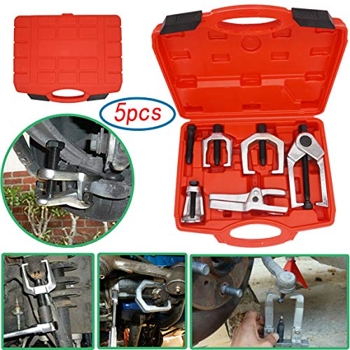 5 PCS Ball Joint Separator,Pitman Arm Puller,Tie Rod End Tool Set for Front End Service, Tool Kit Ball Joint Separator, Front End Service Tool Kit, 6295 Front End Service Set, Splitter Removal Kit