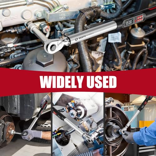 VANPO 1/2 Drive Digital Angle Torque Wrench 14.7-295 ft.lb, ±2% Accuracy | 20-400 Nm Electronic Torque Wrench, Buzzer LED Vibration Alarm, Perfect for Heavy Duty Truck, Bus & Diesel Repair - size: 14.7-295.0 ft.lb/20-400 N.m (1/2-Inch)