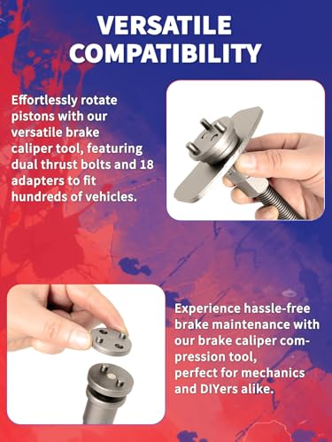 Brake Caliper Compression Tool 24-Piece Heavy Duty Disc Brake Piston Caliper Compressor Rewind Tool