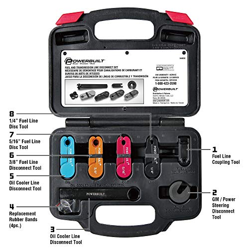 Powerbuilt 11 Piece Fuel and Transmission Line Disconnect Kit, Quick Disconnect Tool Set for A/C Fuel and Transmission Systems, GM Power Steering Disconnect, For Ford GM Dodge - 648650 - size: 11 Piece