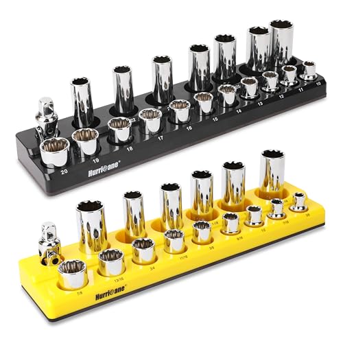 HURRICANE Magnetic Socket Organizer Set 2 Piece Socket Holder Set Includes 1/2" Drive Metric SAE Socket Trays - size: 2 Piece