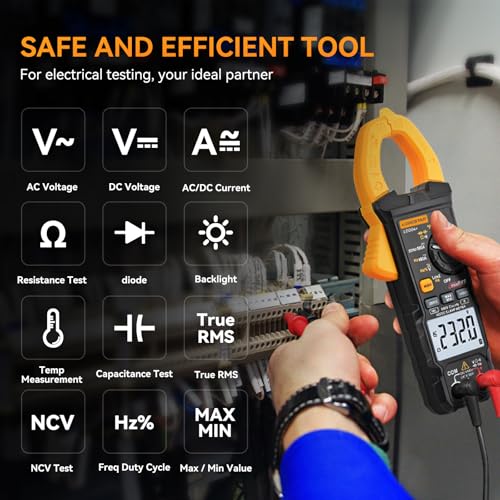 Digital Clamp Meter Multimeter 4000 Counts Voltage Tester with Auto Range, AC/DC Voltage, AC Current, Resistance, Capacitance, Continuity Diode,Live Wire Test, NCV, True RMS, AC Current Meter LD202A+ - style: LD202A+ 4000 Counts AC Current