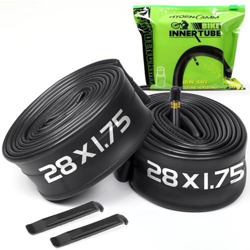 2 Pack Bike Tube 12"/14"/16"/18"/ 20"/ 22"/24"/ 26"/27.5"/28"/29" | 1.75/1.95/2.10/2.125 Bicycle Tube with 2 Tire Levers, 32mm AV Schrader Valve, Butyl Rubber Inner Tube for Kids/Road/MTB Bike - style: 28" X 1.75/2.125 (2pack)