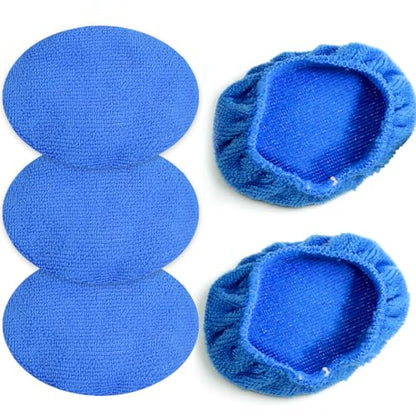 5 PCS Microfiber Cleaning Cloth for Windshield Cleaner, Reusable Microfiber Pads for Car Window Cleaning Tools, Interior Auto Glass Bonnets, Soft Lint-Free Washing Covers Fit 4X6 Inch Tools (Blue)
