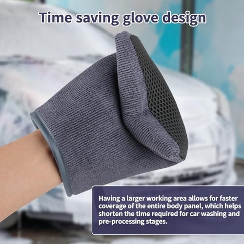 2 Pcs Fine Grade Clay Mitt for Car Detailing, Synthetic Clay Towel Glove for Paint Decontamination, Removes Dirt, Grime & Iron Contaminants from Paint, Glass & Wheels