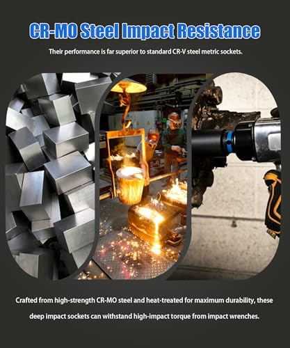 1/2" Drive Axle Nut Socket Set, 10PCS Metric Sockets 27-41mm | Heat Treated CR-MO, Deep Well Design, High Torque Impact Use, Truck Axles, Trailer Hubs, Wheel Bearing Service