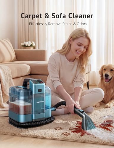 Aspiron Carpet Cleaner,Fast Heating Steamer,Carpet Cleaner Machine for Home,Hot/Cold Water & Steam Wash,Spot Cleaner,20Kpa Powerful Suction,300ML Solution,for Carpet,Upholstery,Sofa,Pet Stain,Car