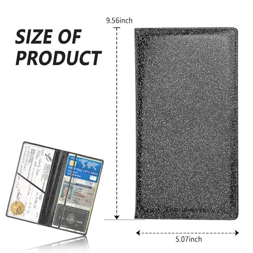 Car Registration and Insurance Holder,PU Leather Car Glove Box Organizer Car Document Holder for ID,Driver's License (Sequins Black) - color: Sequins Black