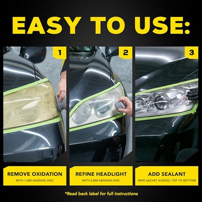Meguiar's Ultimate Headlight Restoration Kit - The Perfect Headlight Repair Kit to Remove Yellowing and Cloudiness from Headlights - Easy to Use and Seals Headlights with 18 Plus Months of Protection - style: Ultimate Restoration Kit